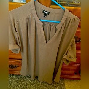 Ana Grey Blouse With Strings  At Neck Size XL